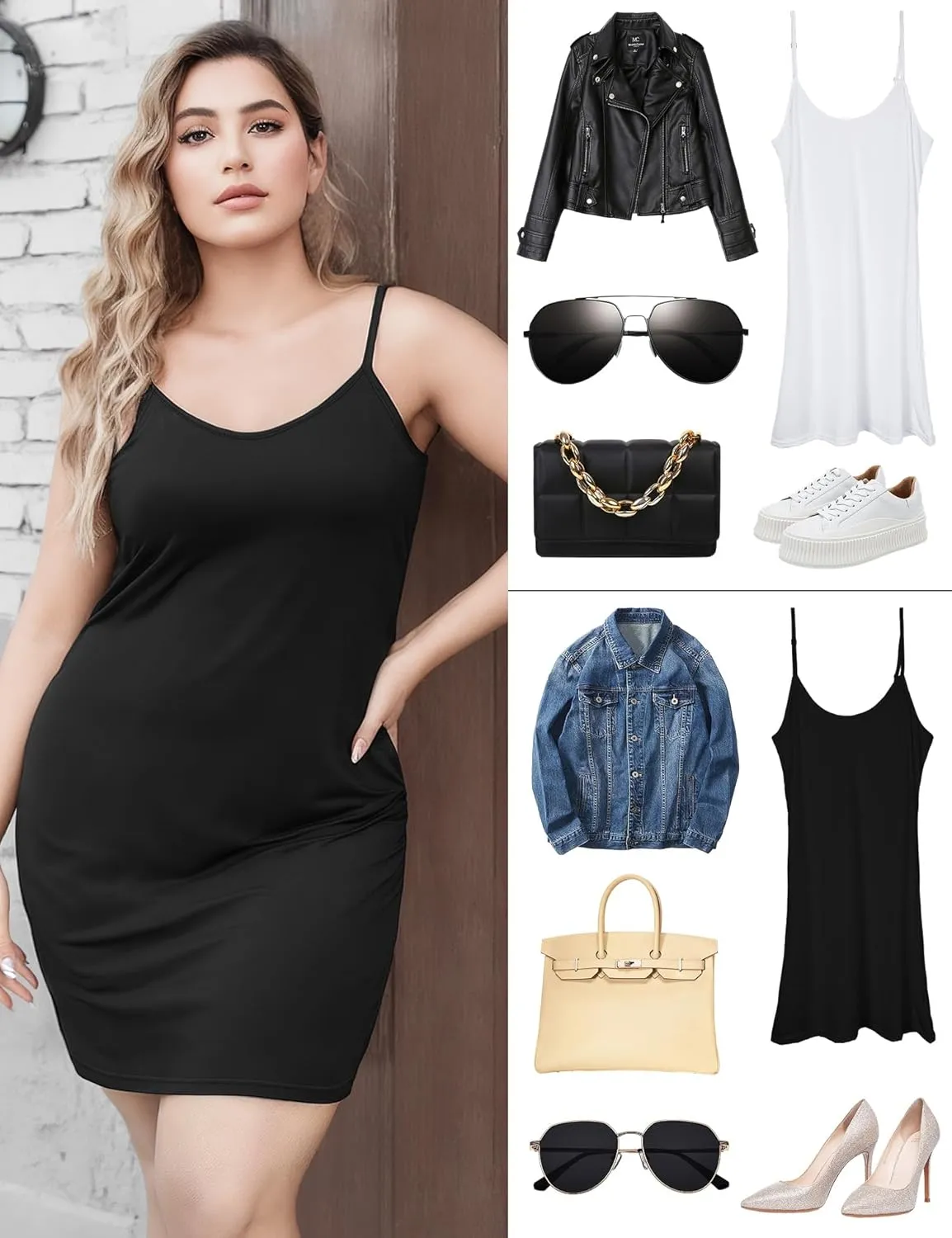 Buauty Full Slip for Women under Dress Non Cling, Women's Lingerie Skirt Undergarments Spaghetti Strap Slip