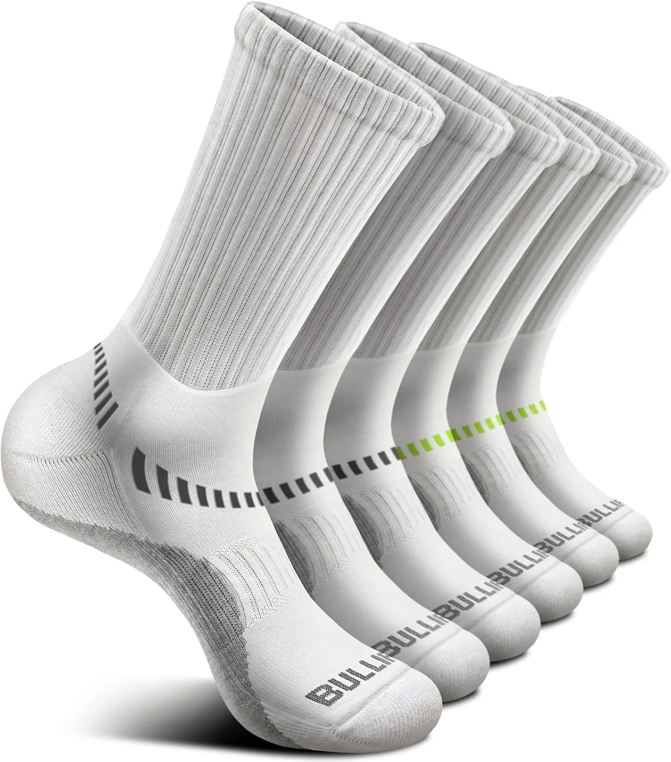 BULLIANT Men Athletic Socks, Compression Sports Crew Socks Cushioned For Men Outdoor Running Hiking-Arch Compression Support