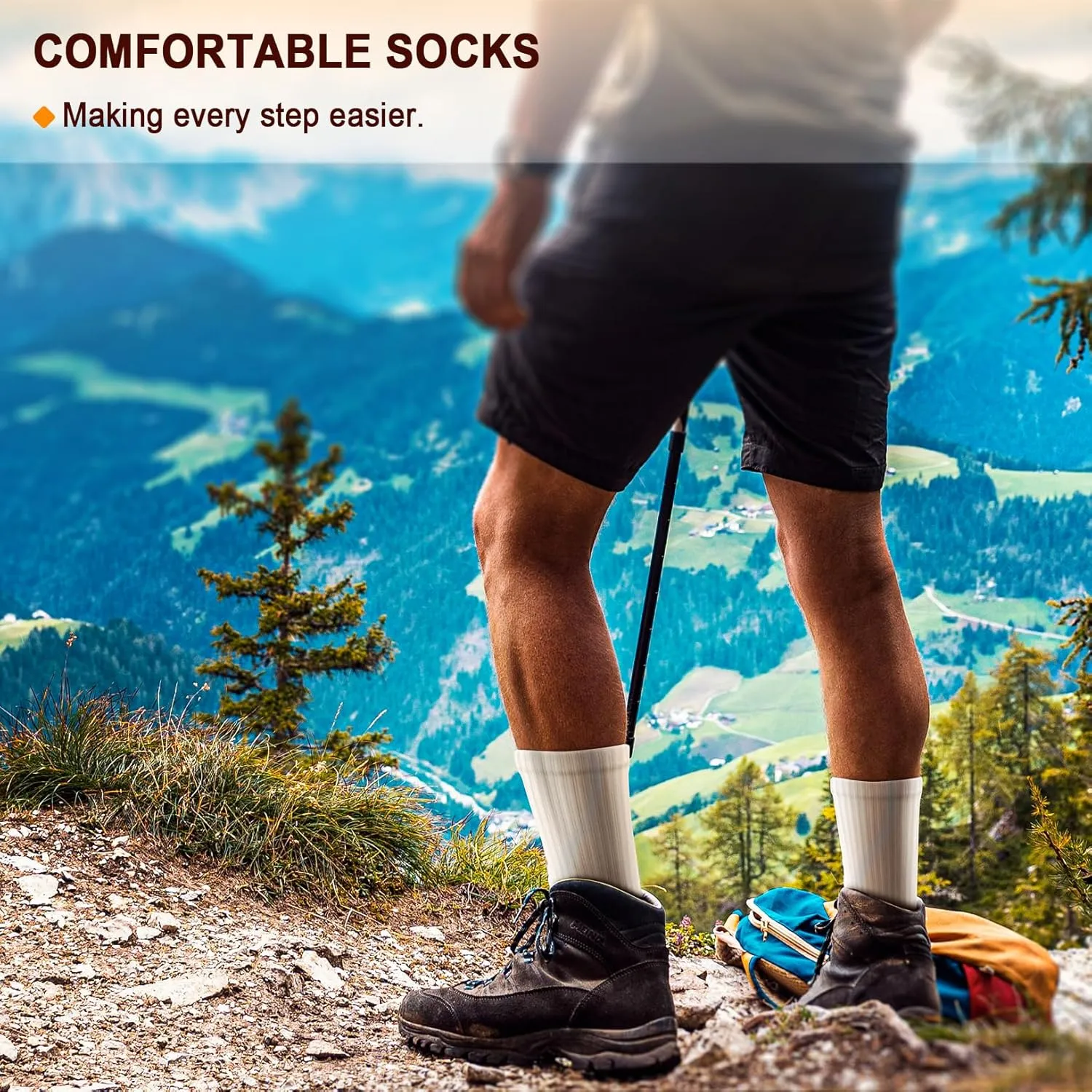 BULLIANT Men Athletic Socks, Compression Sports Crew Socks Cushioned For Men Outdoor Running Hiking-Arch Compression Support