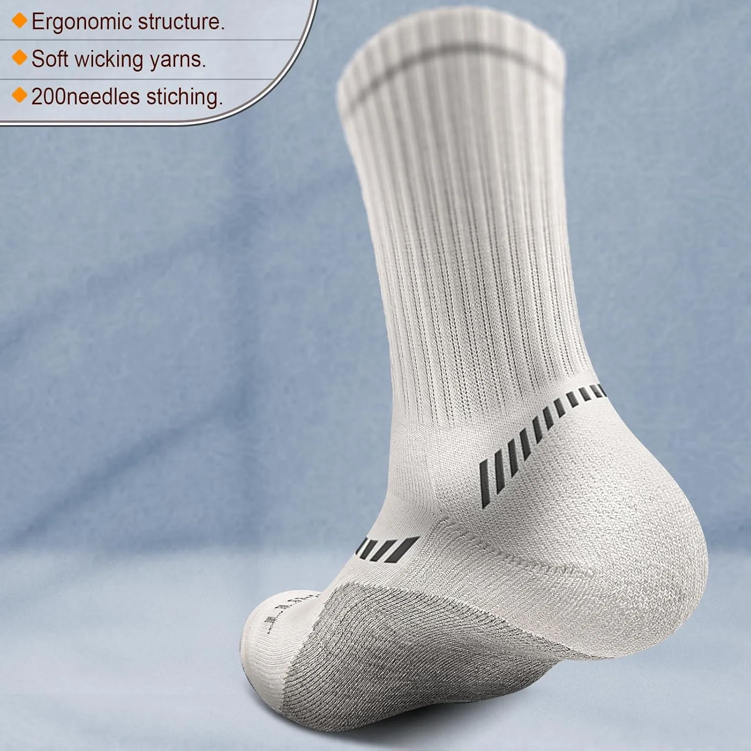 BULLIANT Men Athletic Socks, Compression Sports Crew Socks Cushioned For Men Outdoor Running Hiking-Arch Compression Support