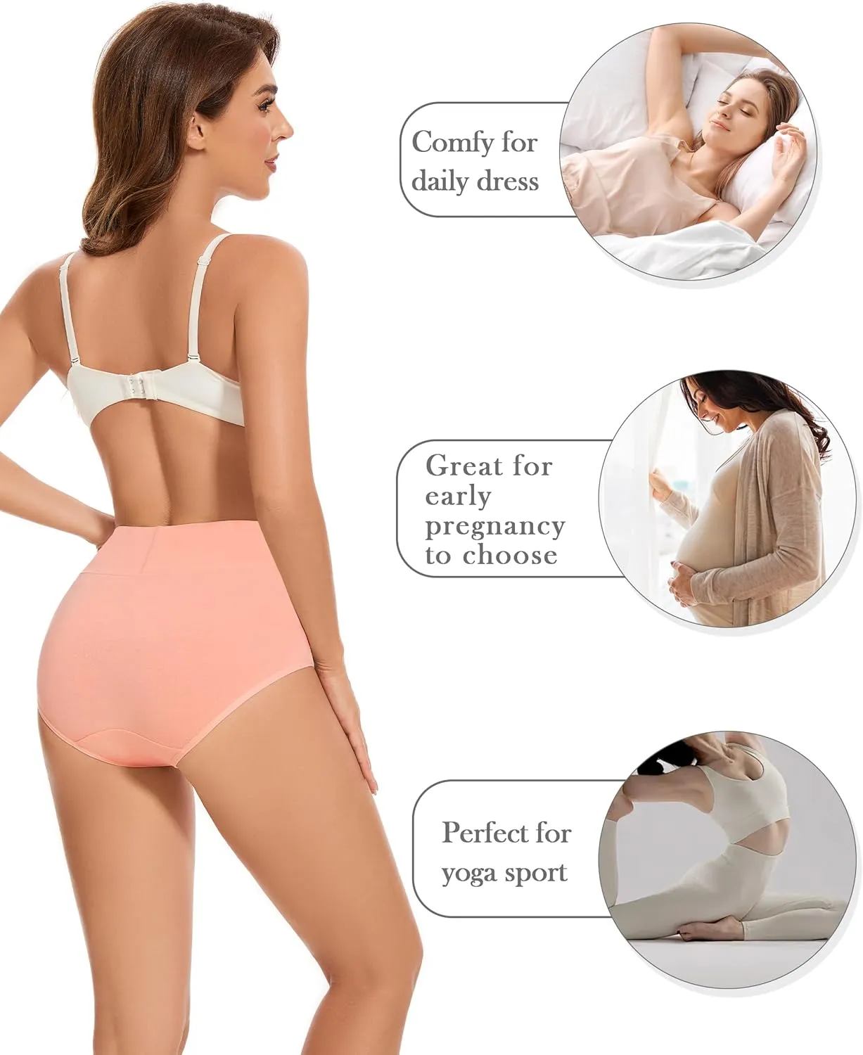 CAILECOTTON Womens Underwear Cotton Briefs Plus Size High Waisted Underwears Women Pack Cotton Panties for Women Pack