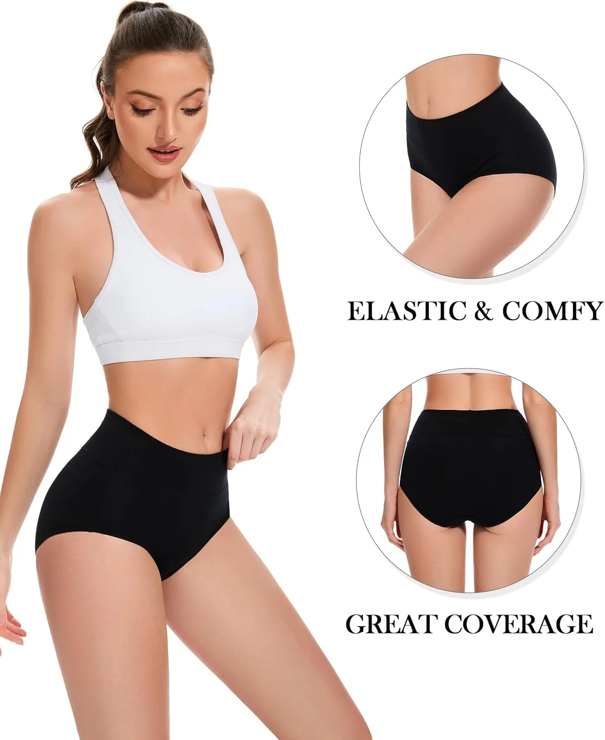 CAILECOTTON Womens Underwear Cotton Briefs Plus Size High Waisted Underwears Women Pack Cotton Panties for Women Pack