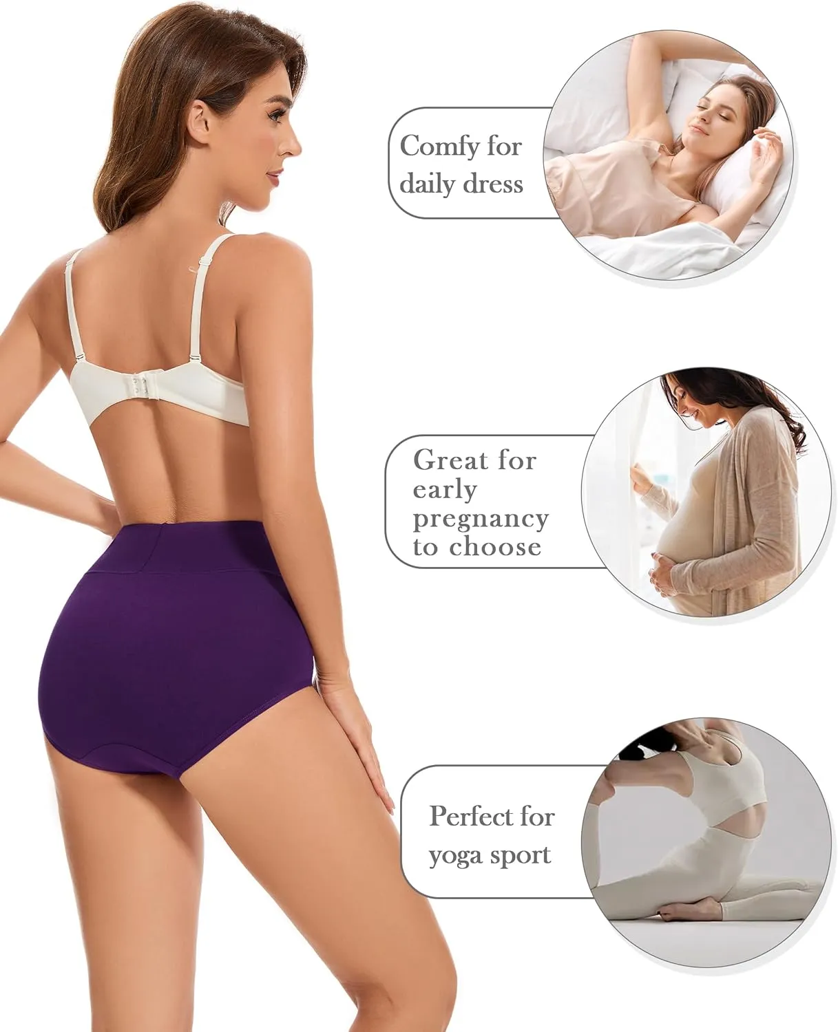 CAILECOTTON Womens Underwear Cotton Briefs Plus Size High Waisted Underwears Women Pack Cotton Panties for Women Pack