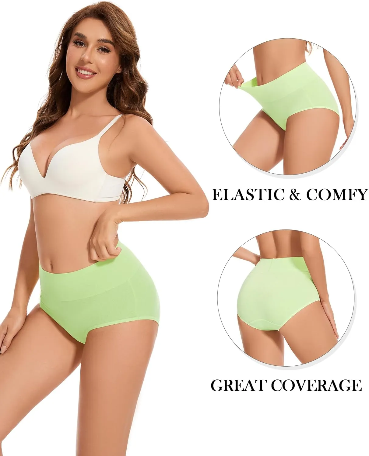 CAILECOTTON Womens Underwear Cotton Briefs Plus Size High Waisted Underwears Women Pack Cotton Panties for Women Pack