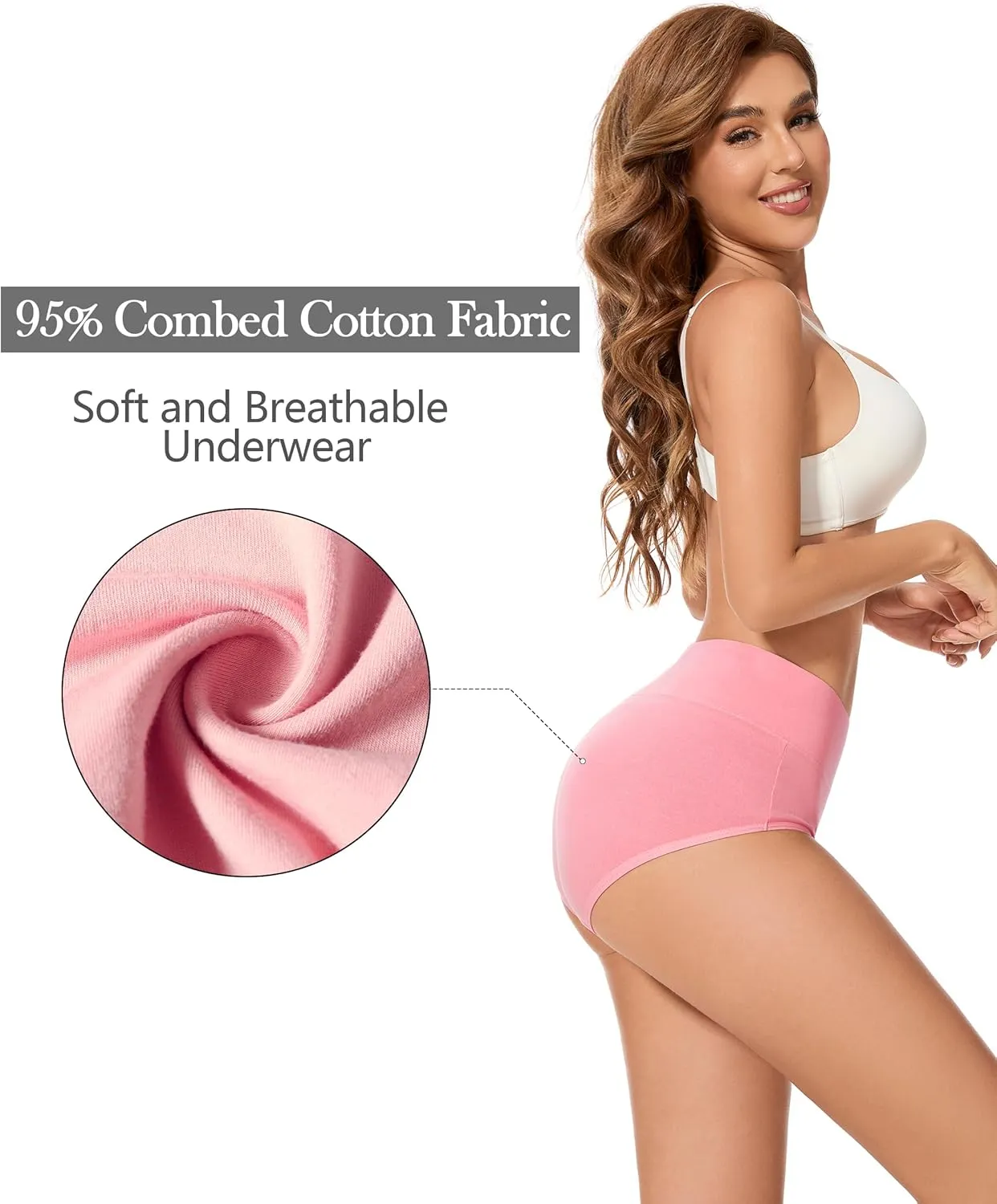 CAILECOTTON Womens Underwear Cotton Briefs Plus Size High Waisted Underwears Women Pack Cotton Panties for Women Pack