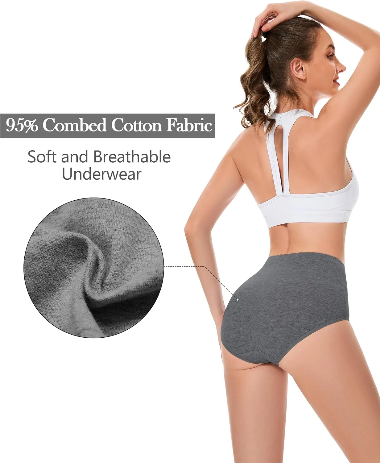 CAILECOTTON Womens Underwear Cotton Briefs Plus Size High Waisted Underwears Women Pack Cotton Panties for Women Pack