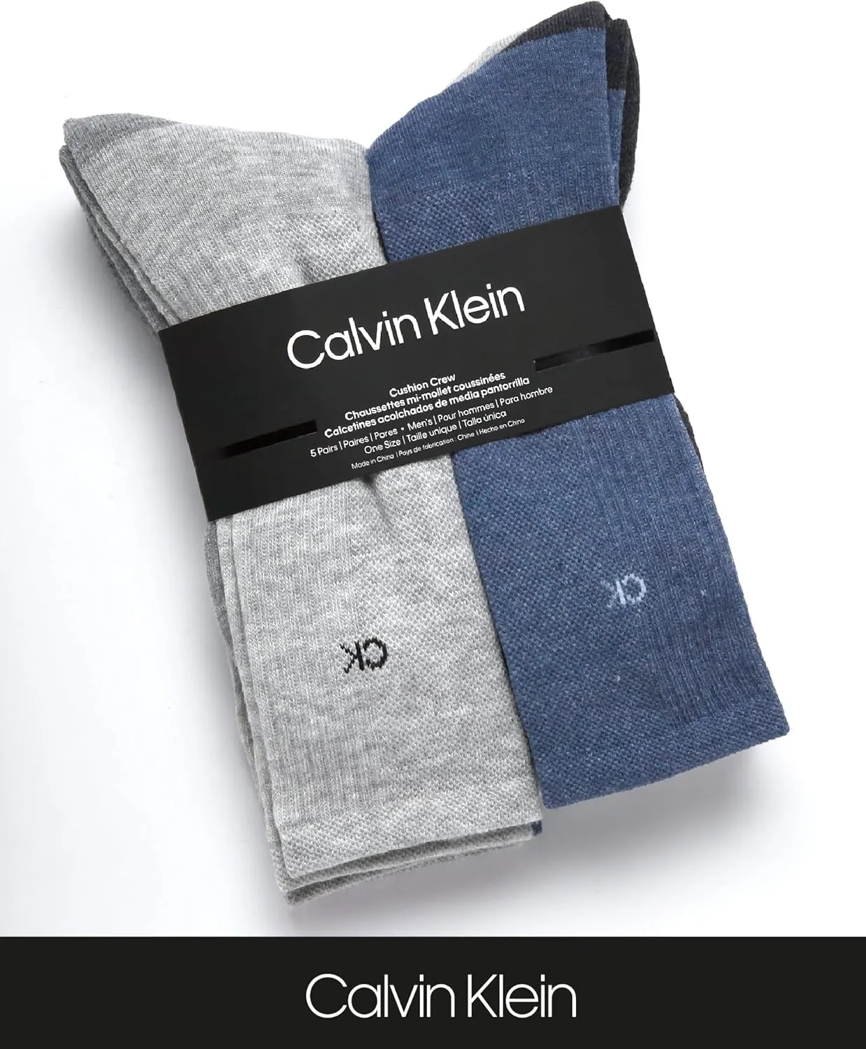 Calvin Klein Mens Crew Socks - 5 Pack Breathable Cushion Crew Athletic Mid-Calf Socks for Men for Running and Workout (7-12)