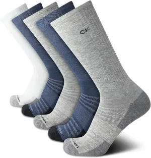 Calvin Klein Mens Crew Socks - 5 Pack Breathable Cushion Crew Athletic Mid-Calf Socks for Men for Running and Workout (7-12)