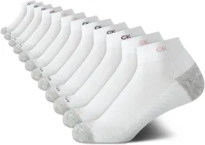 Calvin Klein Women's Quarter Socks - 12-Pack Performance Cushioned Ankle Running Socks for Womens Athletic Use (Sizes 4-10)