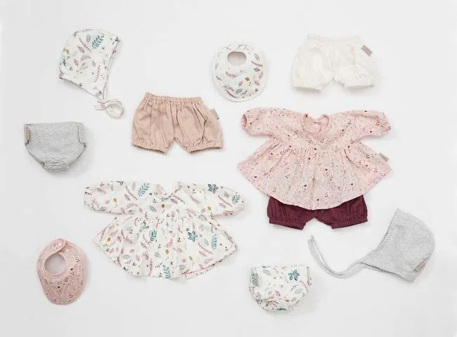 CAM CAM Doll's Clothing Set & Bonnet Fleur