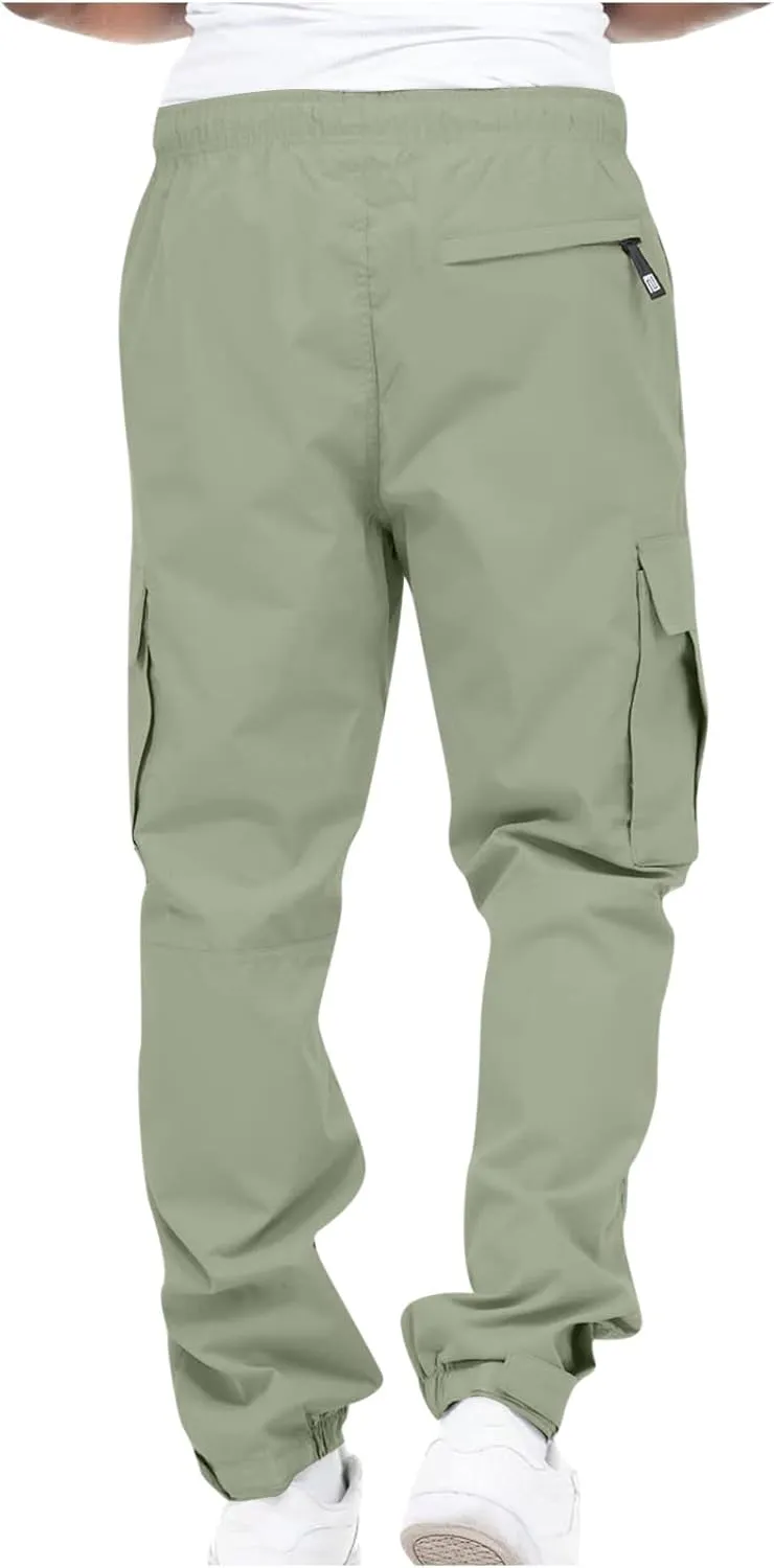 Cargo Pants Men Classic Fit Lightweight Joggers Multi Pockets Casual Athletic Workout Running Pants Activewear