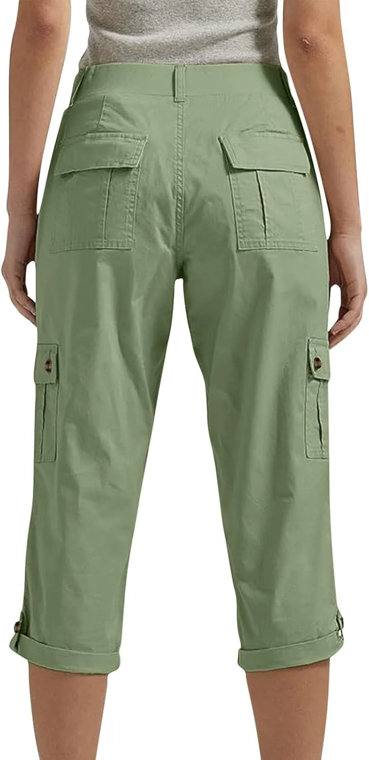Cargo Pants Women Cargo Capris Capri Pants Dressy Joggers Casual Pull On Cropped Pants with Pockets Work Pants