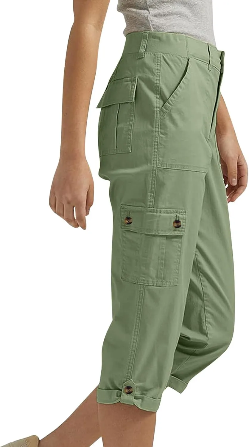 Cargo Pants Women Cargo Capris Capri Pants Dressy Joggers Casual Pull On Cropped Pants with Pockets Work Pants