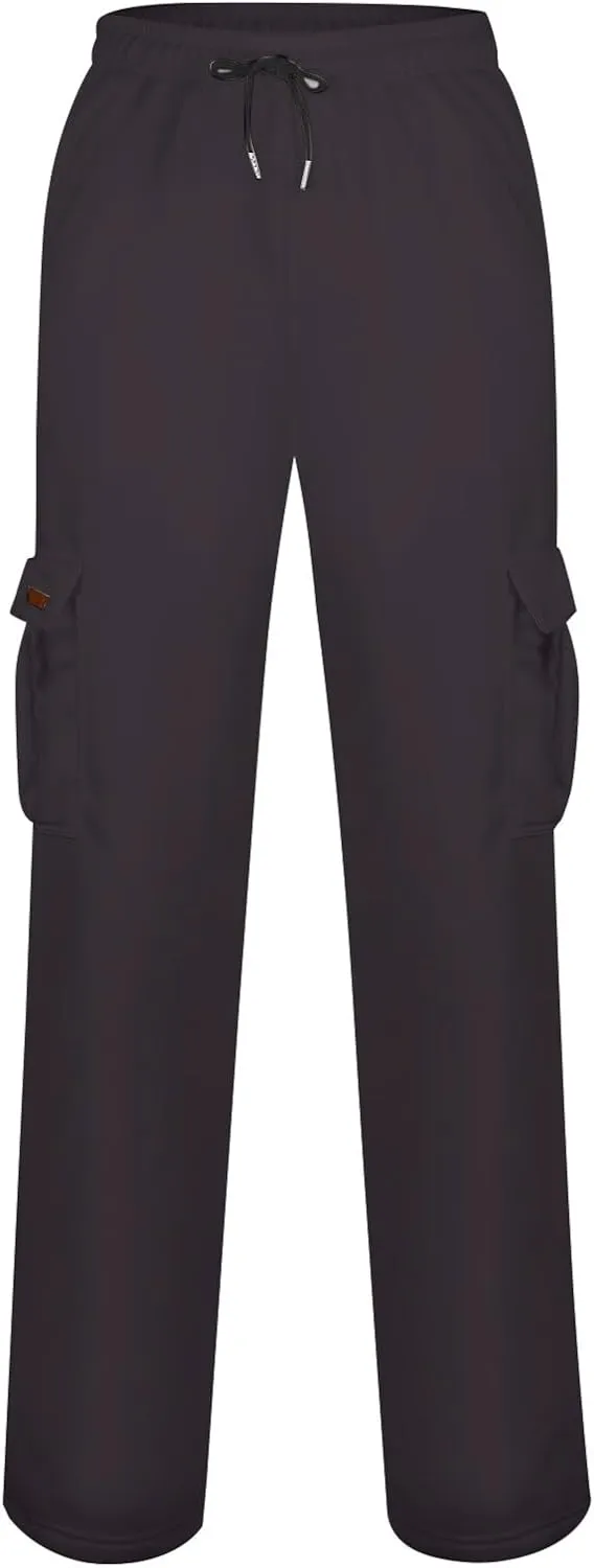 Cargo Sweatpants for Men Open Bottom Lightweight Hiking Pants Workout Casual Baggy Drawstring Joggers with Pockets