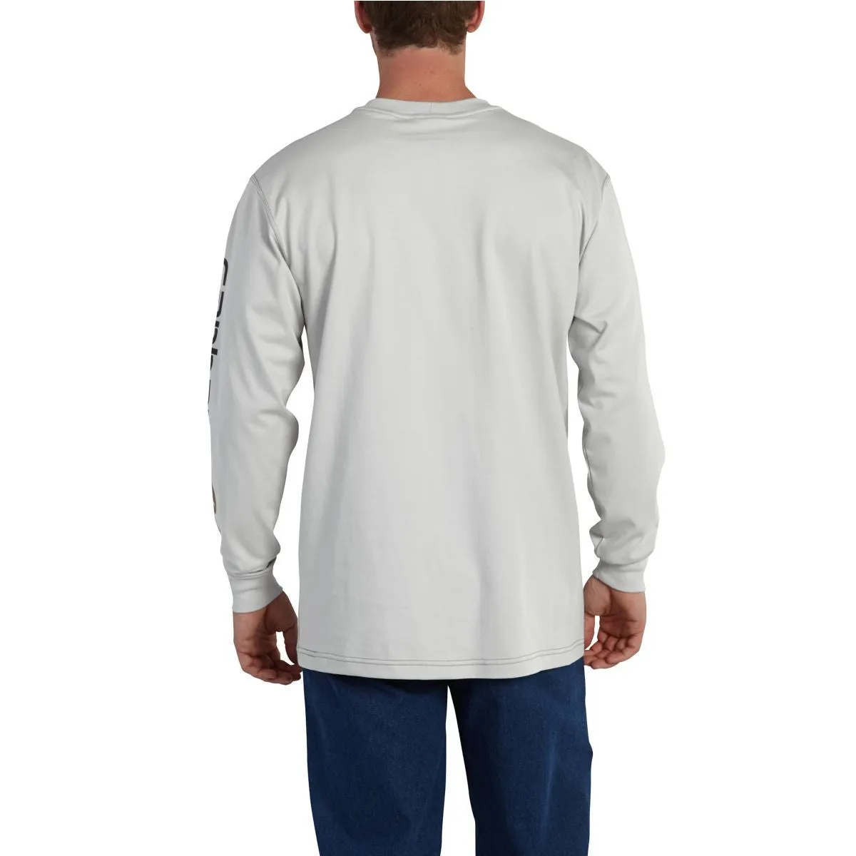Carhartt Men's Light Grey Flame-Resistant Force Cotton Graphic Long Sleeve T-Shirt