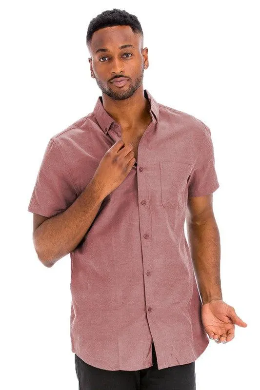 Casual Short Sleeve Solid Shirts For Men