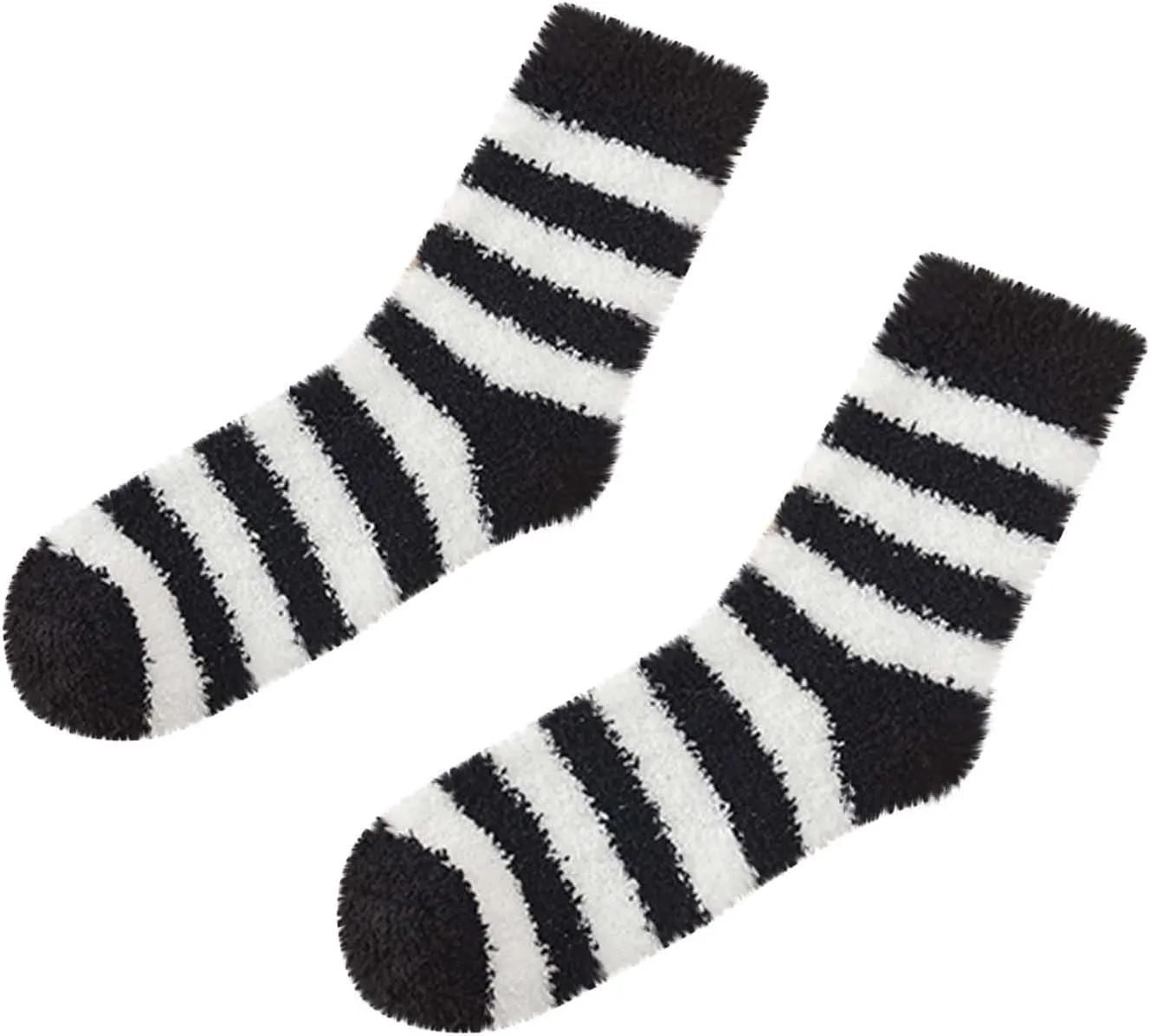 Casual Stripe Color Block Socks - Winter Thermal Merino Wool Socks for Men & Women - Thick Crew Sock for Hunting Work