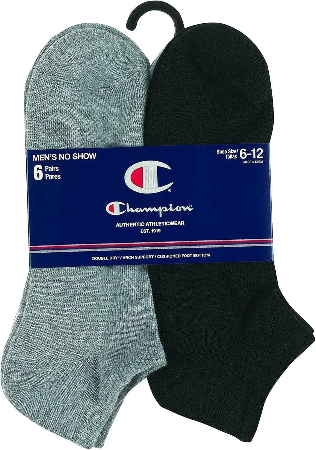 Champion Men's Double Dry Moisture Wicking No Show Socks; 6, 8 Packs Available