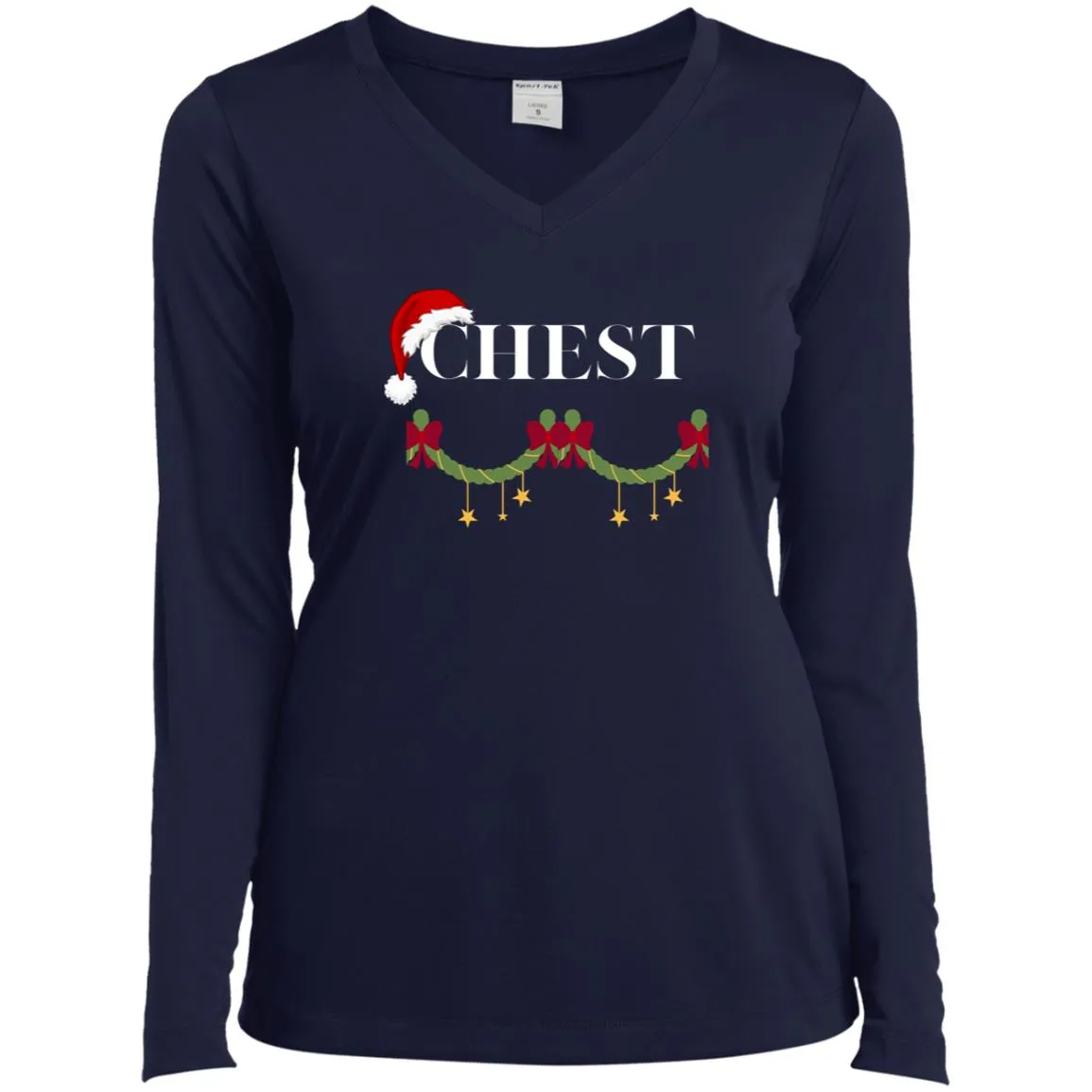CHEST CLOSEOUT -- Ladies’ Long Sleeve Performance V-Neck Tee