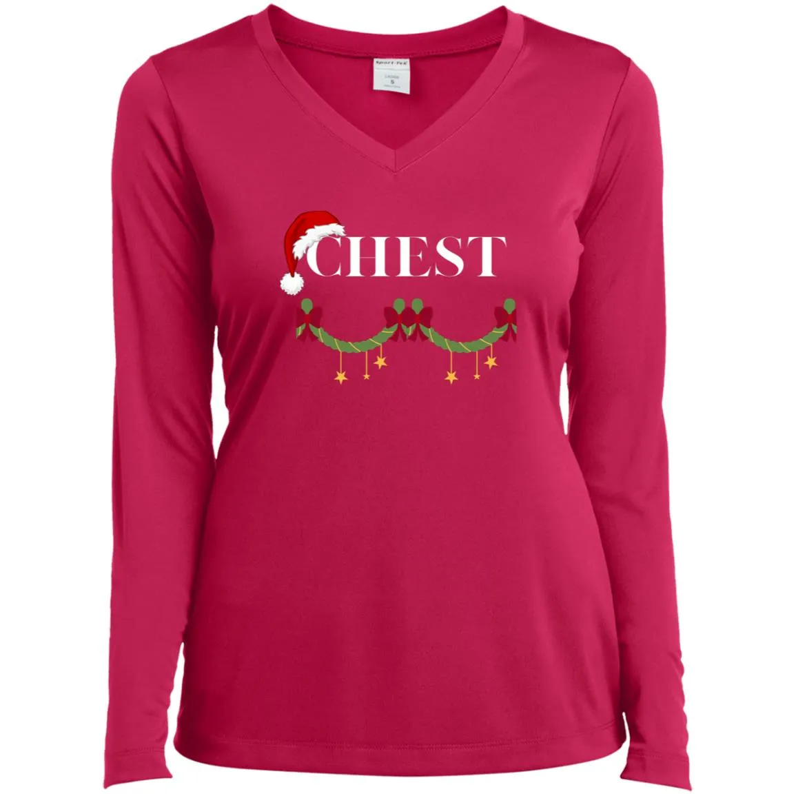 CHEST CLOSEOUT -- Ladies’ Long Sleeve Performance V-Neck Tee