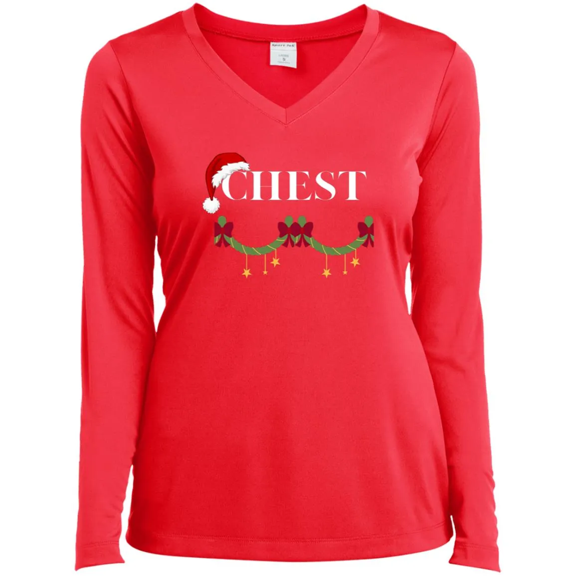 CHEST CLOSEOUT -- Ladies’ Long Sleeve Performance V-Neck Tee