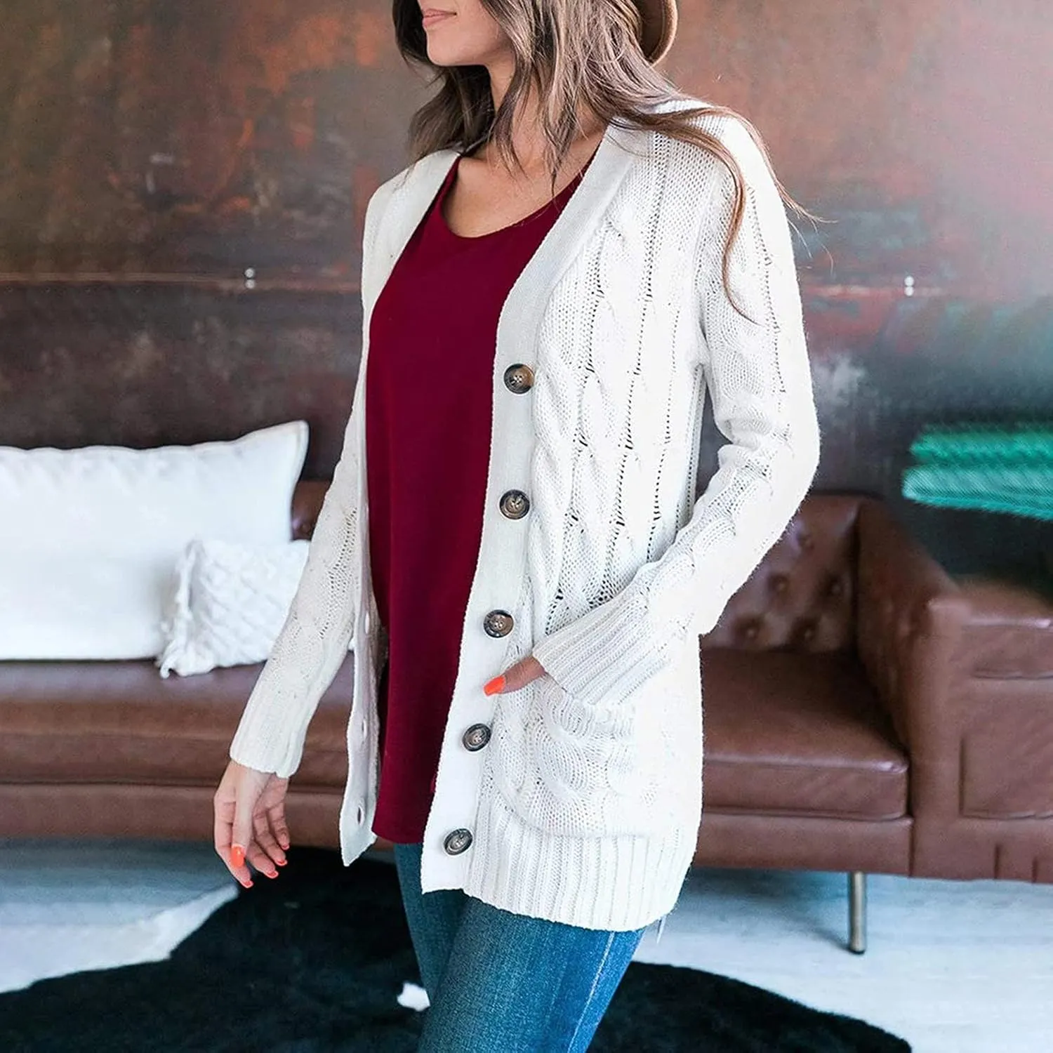 ChicCrate Button Up Sweaters for Women Long Sleeve Christmas Thanksgiving Halloween Cardigan Tops Dressy Casual