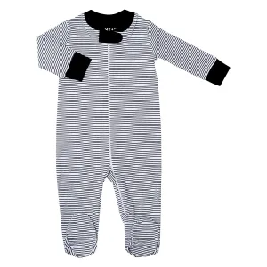 Classic Stripe Zipper Romper in Navy