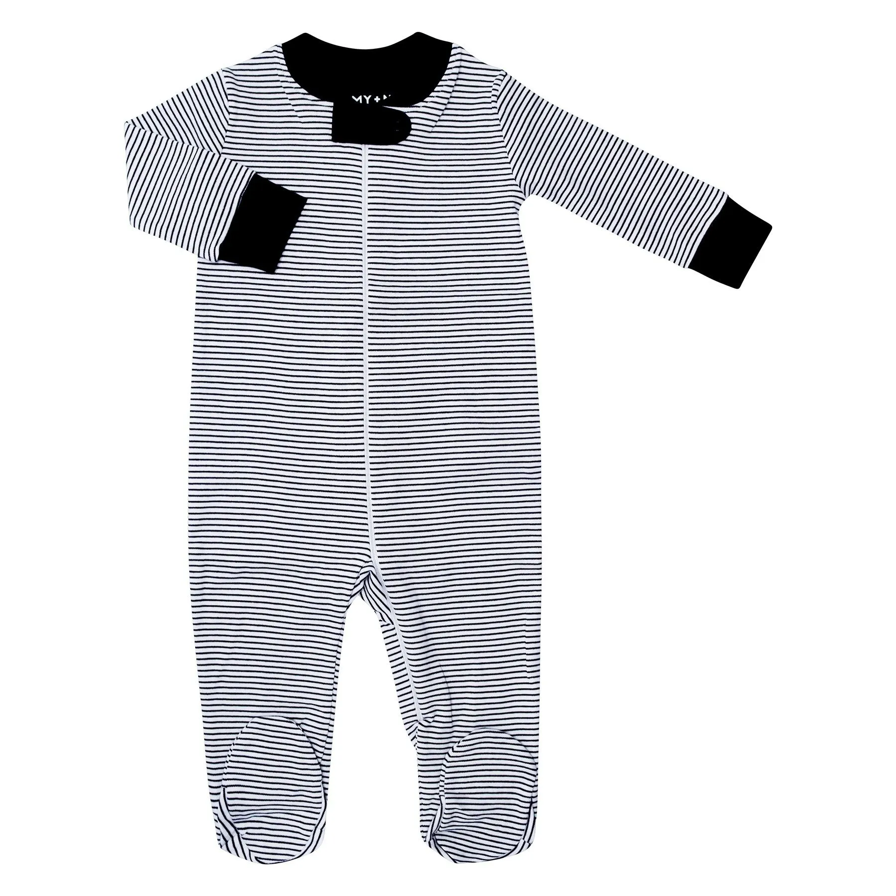 Classic Stripe Zipper Romper in Navy