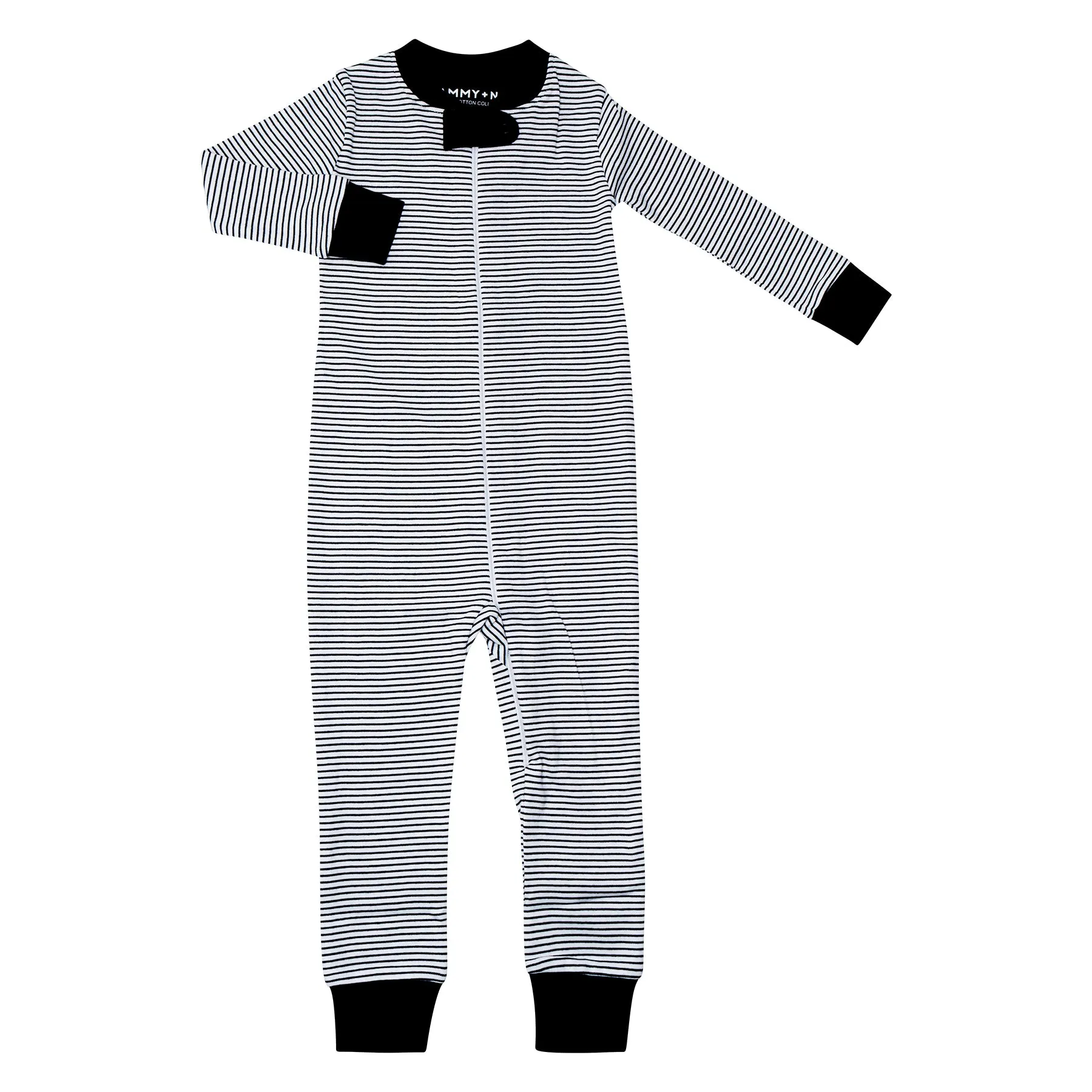 Classic Stripe Zipper Romper in Navy