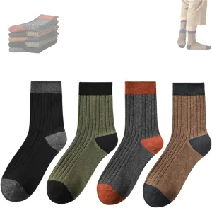 Colorblock Thermal Mid-Calf Socks, Colorblock Business Mid-Calf Socks,Adult Heavy Weight Wool Warm