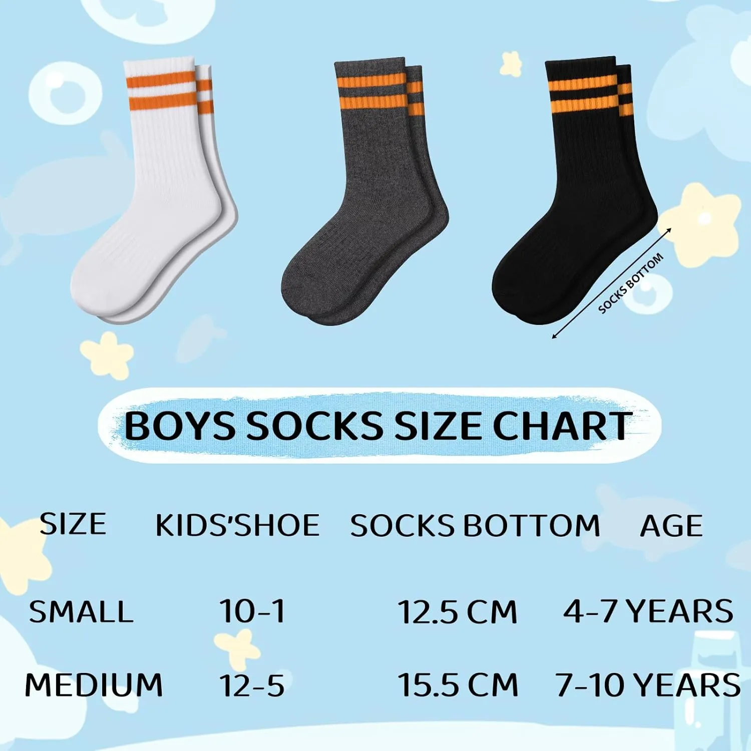 Comfoex 10 Pairs Boys Crew Socks Sports Athletic Long Calf Socks For Kids 4-10 Years Old With Cushioned Sole