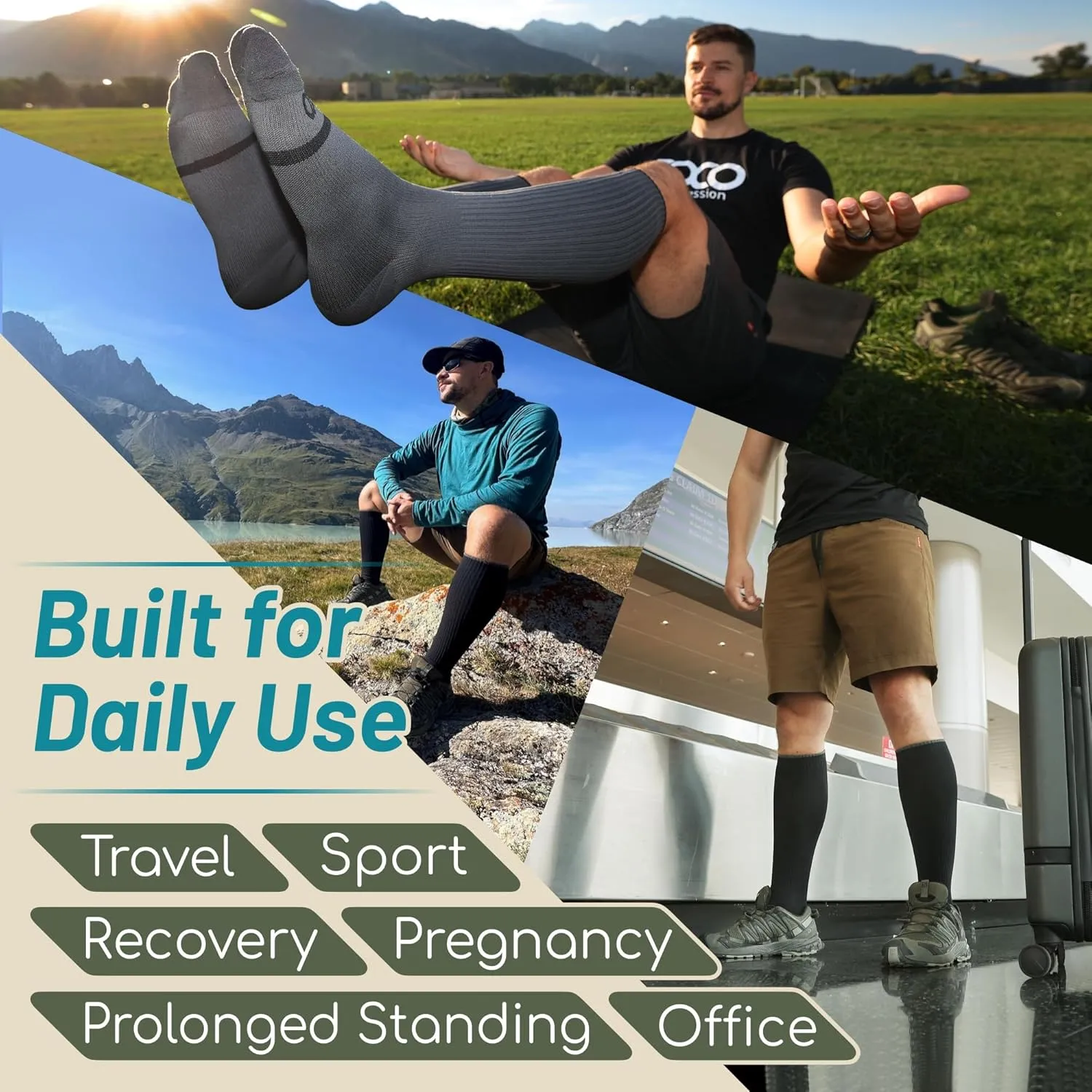 Compression Socks (20-30 mmHg Support) for Men & Women - Best Graduated Compression Stockings for Travel, Athletes, & Nurses