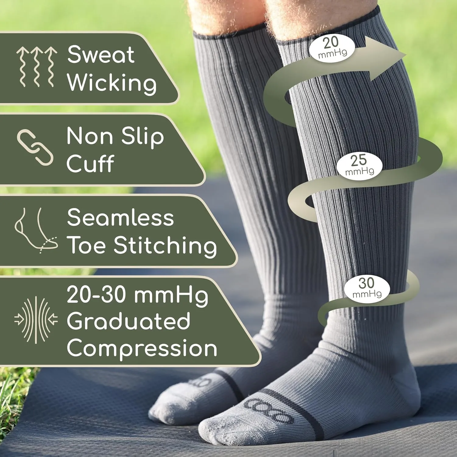 Compression Socks (20-30 mmHg Support) for Men & Women - Best Graduated Compression Stockings for Travel, Athletes, & Nurses