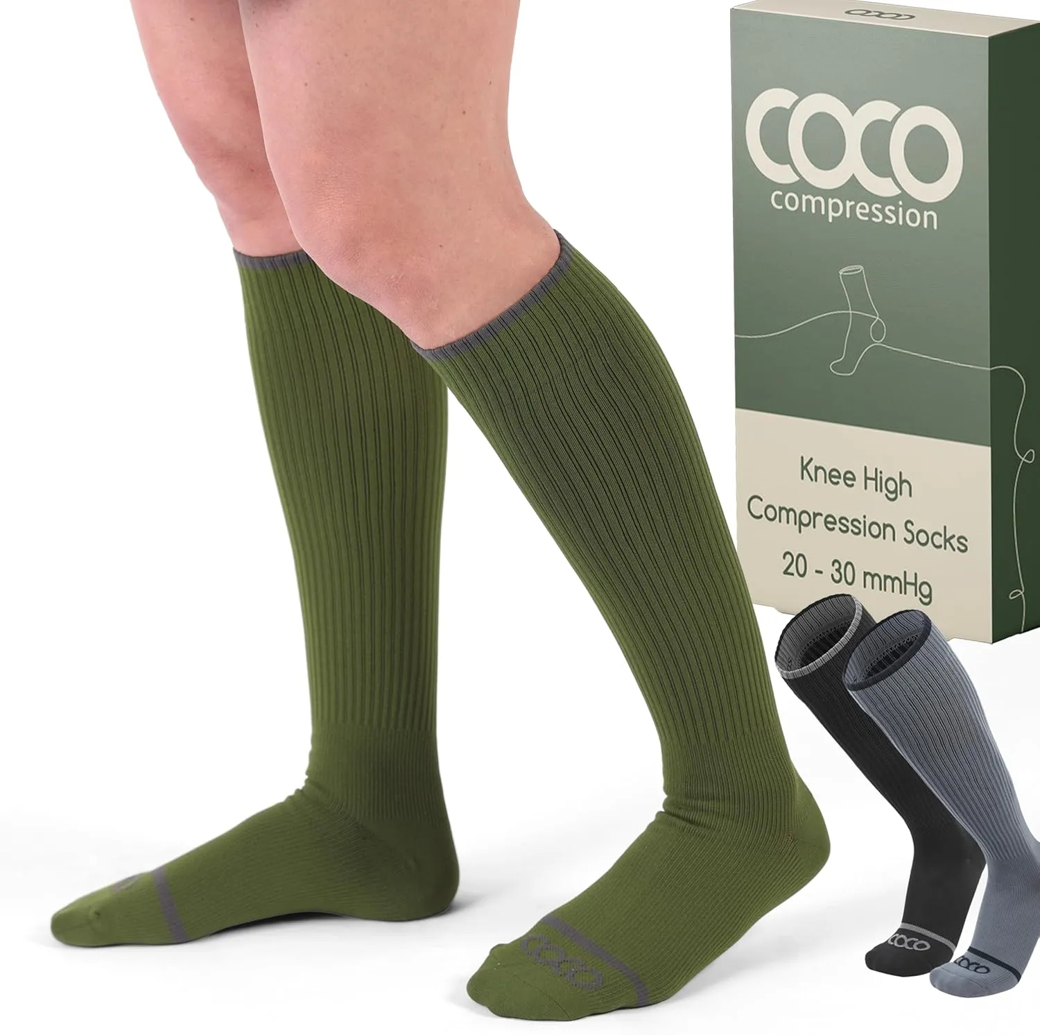 Compression Socks (20-30 mmHg Support) for Men & Women - Best Graduated Compression Stockings for Travel, Athletes, & Nurses