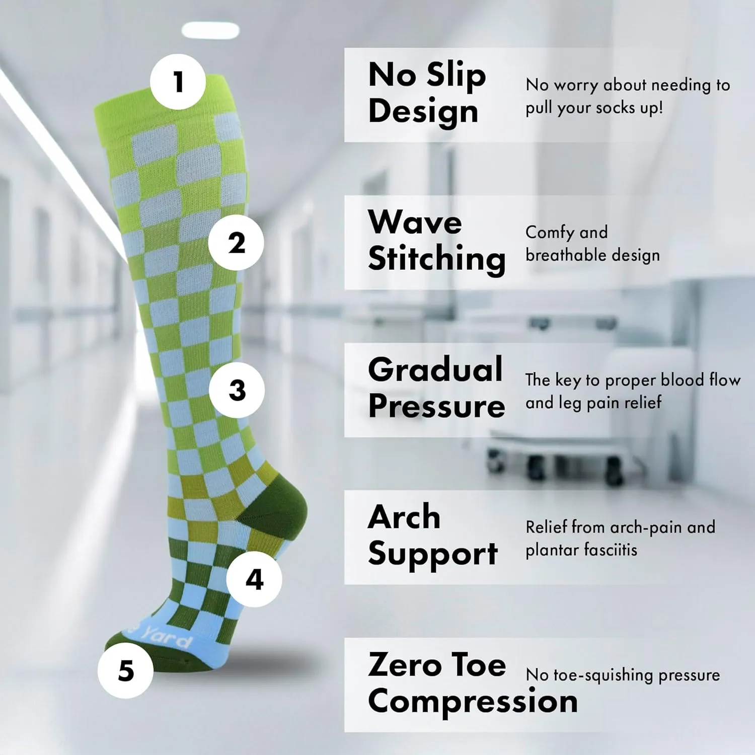 Compression Socks for Nurses - Women & Men - 20-30mmHg Graduated Compression, For Medical Staff, Athletes - 1 Pair
