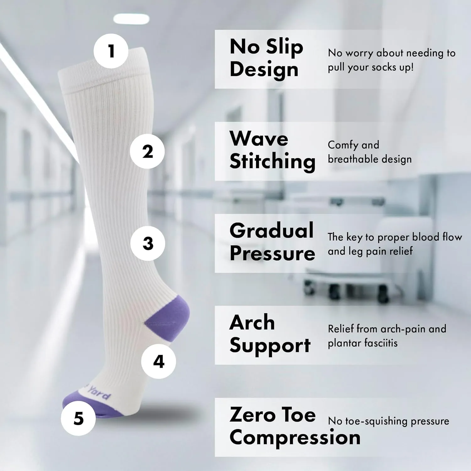 Compression Socks for Nurses - Women & Men - 20-30mmHg Graduated Compression, For Medical Staff, Athletes - 1 Pair