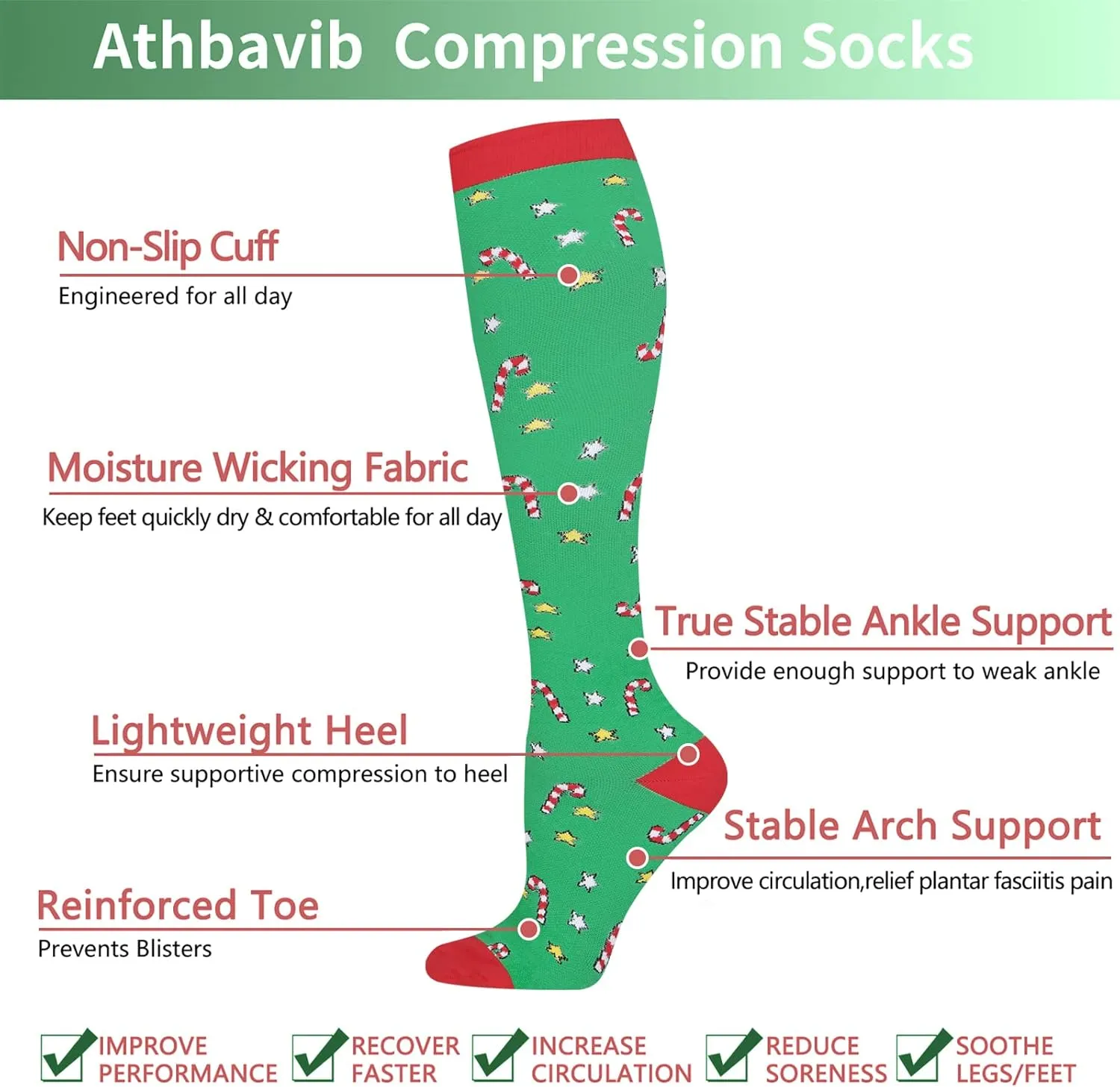 Compression Socks for Women Men Circulation, Knee High Compression Socks 15-20mmHg for Nurse, Running Athletic