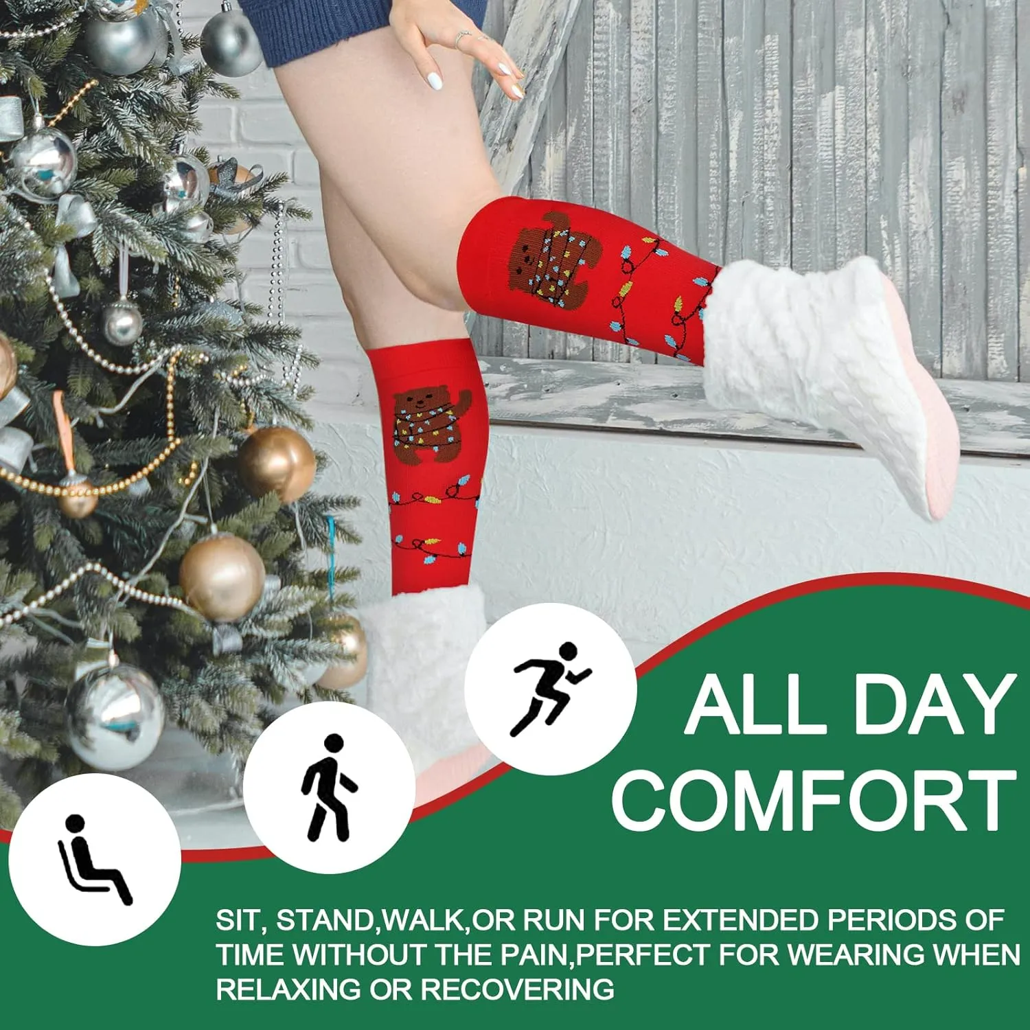 Compression Socks for Women Men Circulation, Knee High Compression Socks 15-20mmHg for Nurse, Running Athletic