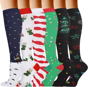 Compression Socks for Women Men Circulation, Knee High Compression Socks 15-20mmHg for Nurse, Running Athletic