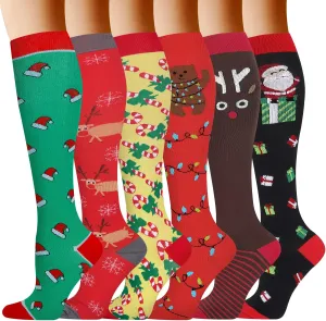 Compression Socks for Women Men Circulation, Knee High Compression Socks 15-20mmHg for Nurse, Running Athletic