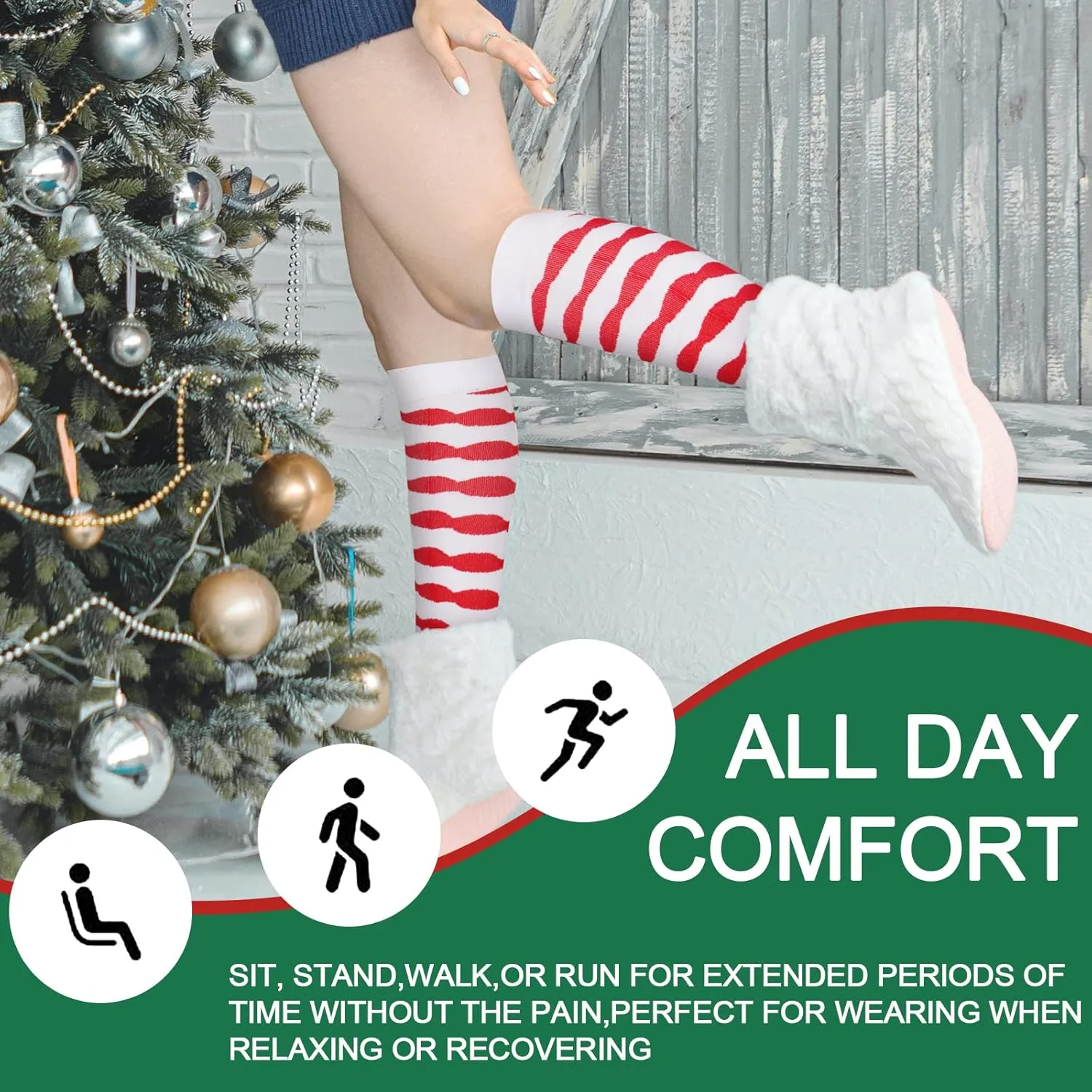 Compression Socks for Women Men Circulation, Knee High Compression Socks 15-20mmHg for Nurse, Running Athletic