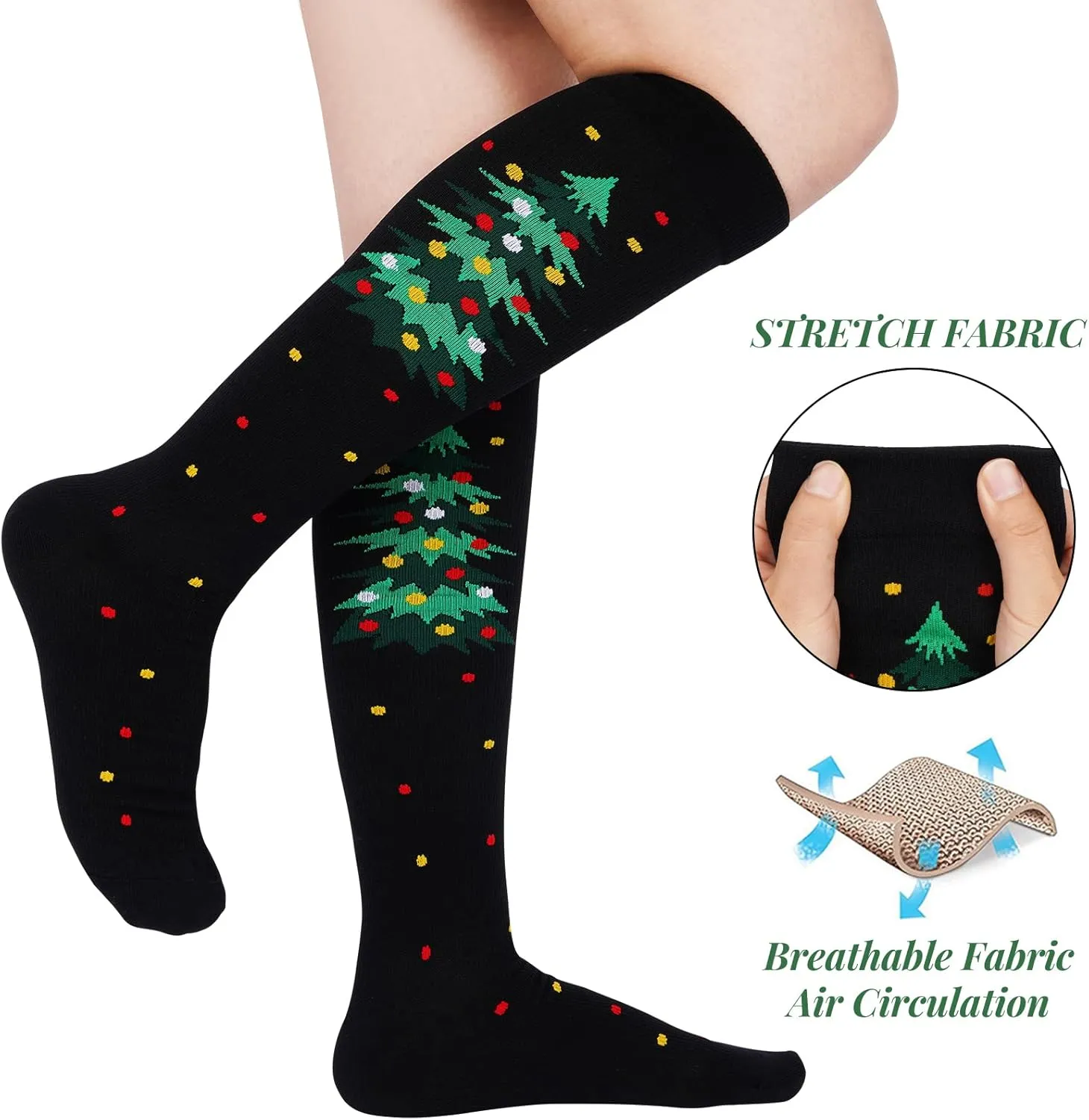 Compression Socks for Women Men Circulation, Knee High Compression Socks 15-20mmHg for Nurse, Running Athletic