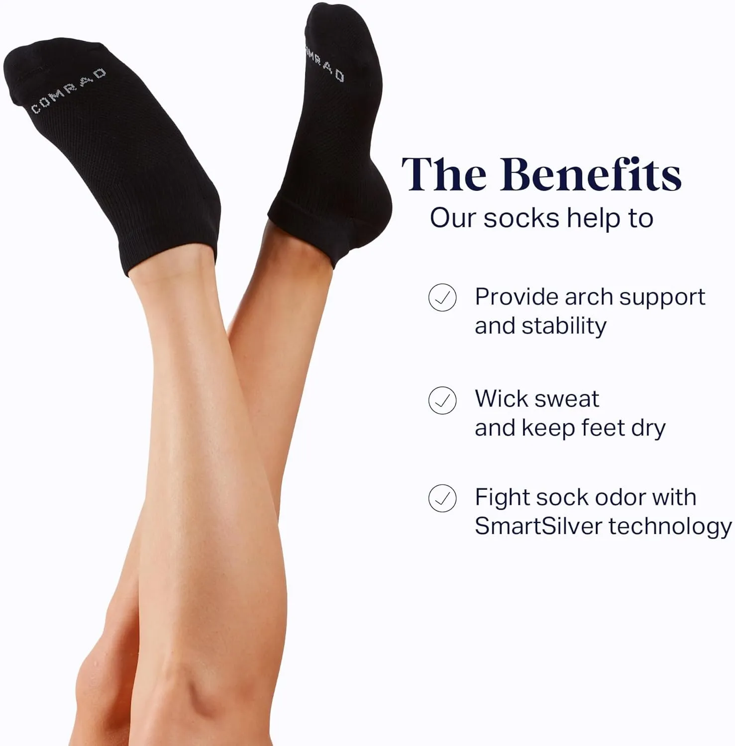 Comrad 3-Pack Nylon Ankle Compression Socks with Targeted Arch Compression