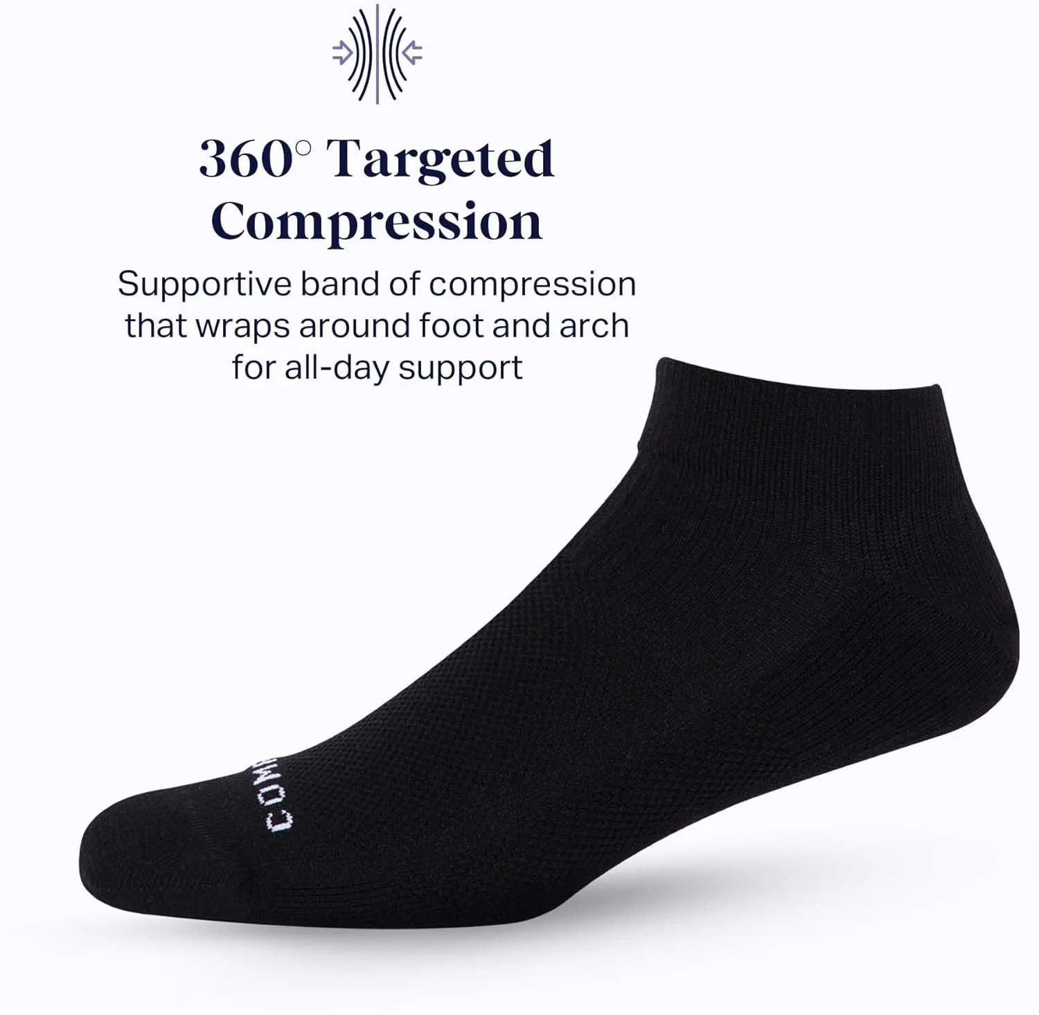 Comrad 3-Pack Nylon Ankle Compression Socks with Targeted Arch Compression