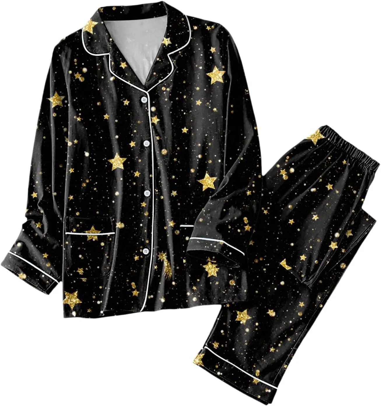 cooki Pajama Sets for Women 2 Piece Long Sleeve Pajamas Casual Top and Loose Lounge Pants Sleepwear Housewear Nightwear Set