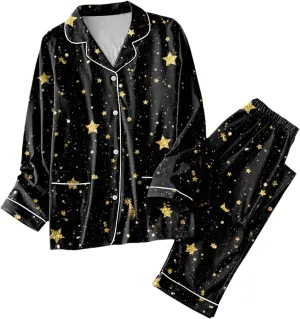 cooki Pajama Sets for Women 2 Piece Long Sleeve Pajamas Casual Top and Loose Lounge Pants Sleepwear Housewear Nightwear Set
