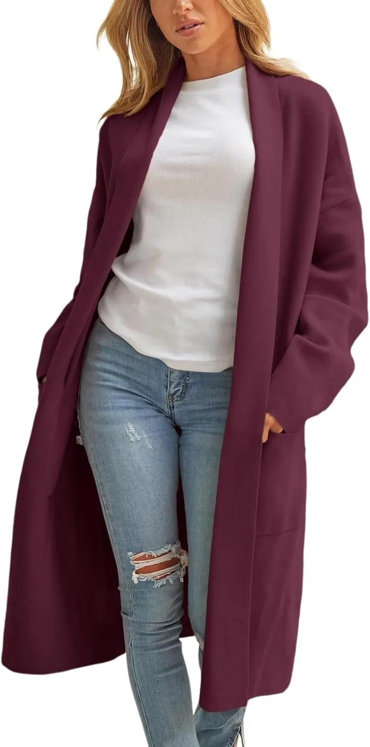 cooki Winter Coats for Women 2023 Trendy Wool Coat Long Cardigan Jacket for Women Lightweight Open Front Jacket Coat Outwear