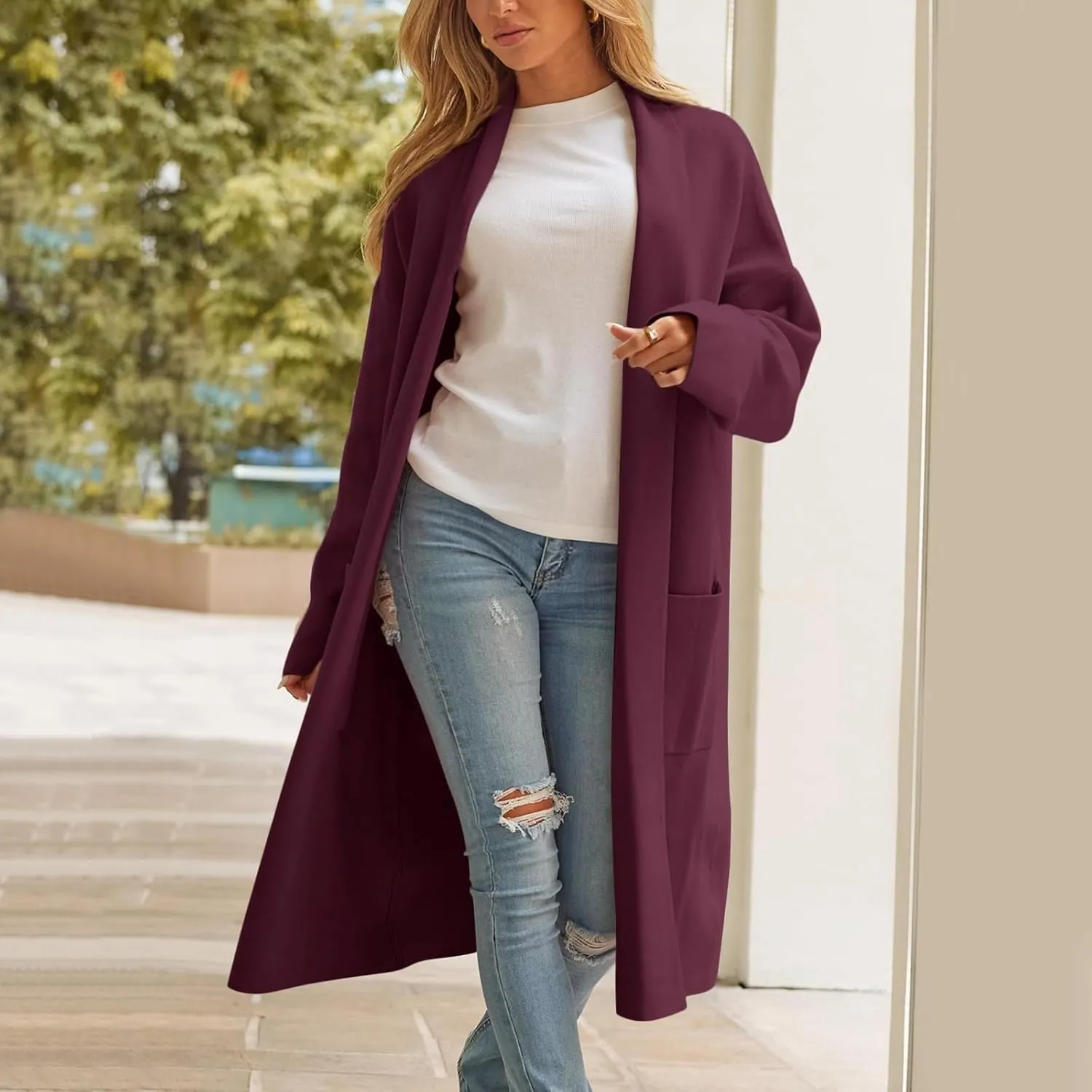 cooki Winter Coats for Women 2023 Trendy Wool Coat Long Cardigan Jacket for Women Lightweight Open Front Jacket Coat Outwear