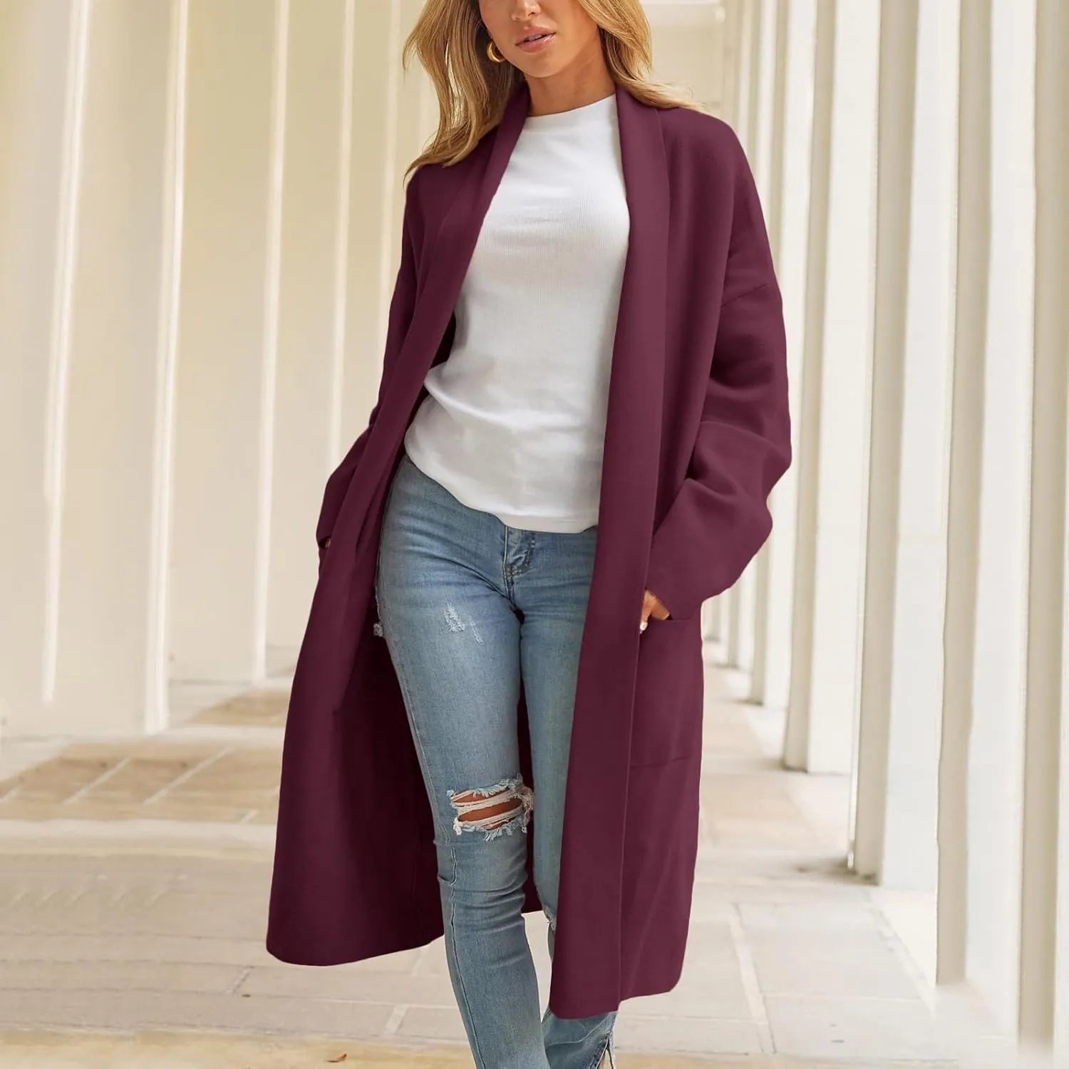 cooki Winter Coats for Women 2023 Trendy Wool Coat Long Cardigan Jacket for Women Lightweight Open Front Jacket Coat Outwear
