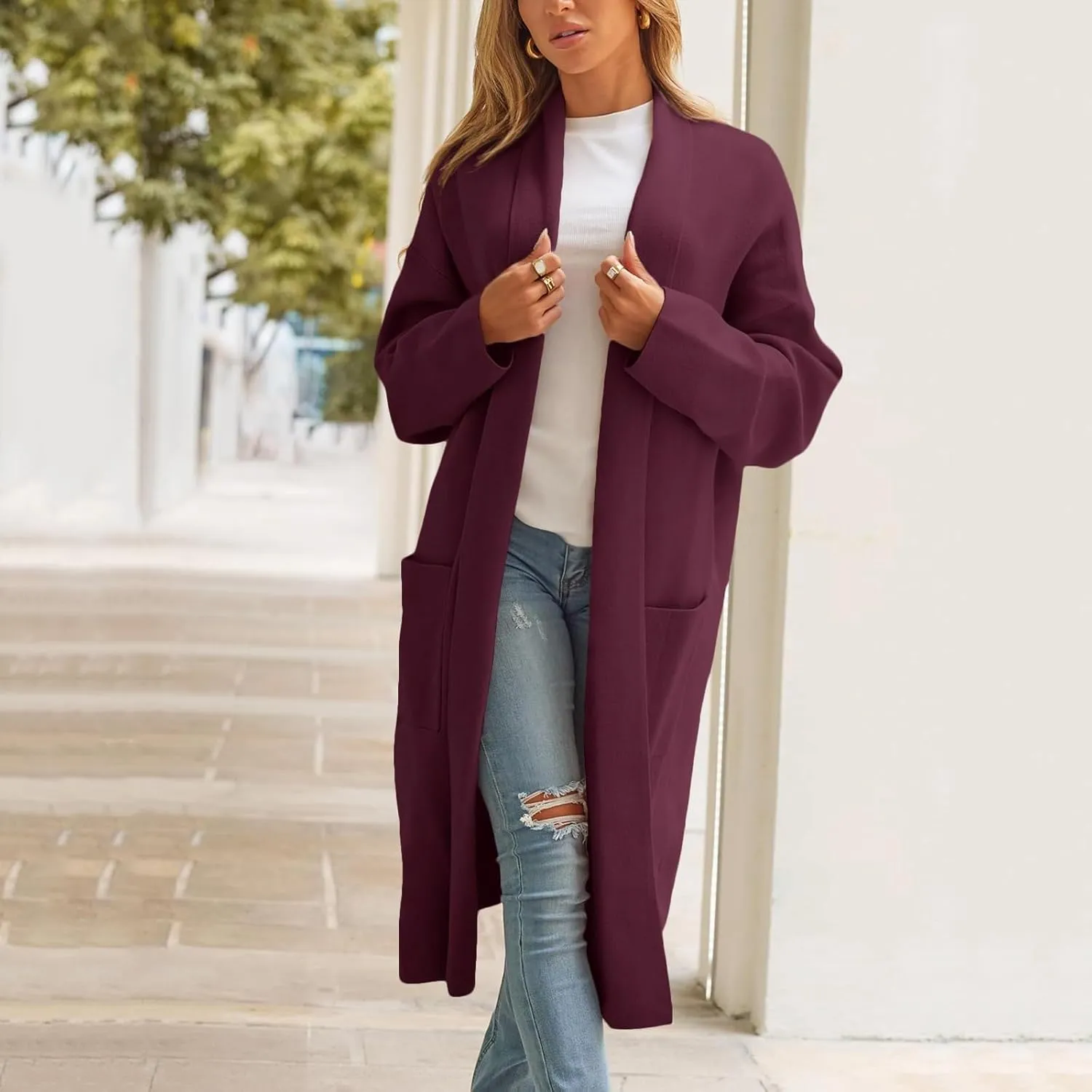 cooki Winter Coats for Women 2023 Trendy Wool Coat Long Cardigan Jacket for Women Lightweight Open Front Jacket Coat Outwear